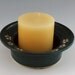 Cherry Blossom 3" Candleholder / Wine Bottle Coaster , Turquoise green, handmade wheel thrown pottery by Loma Prieta Pottery