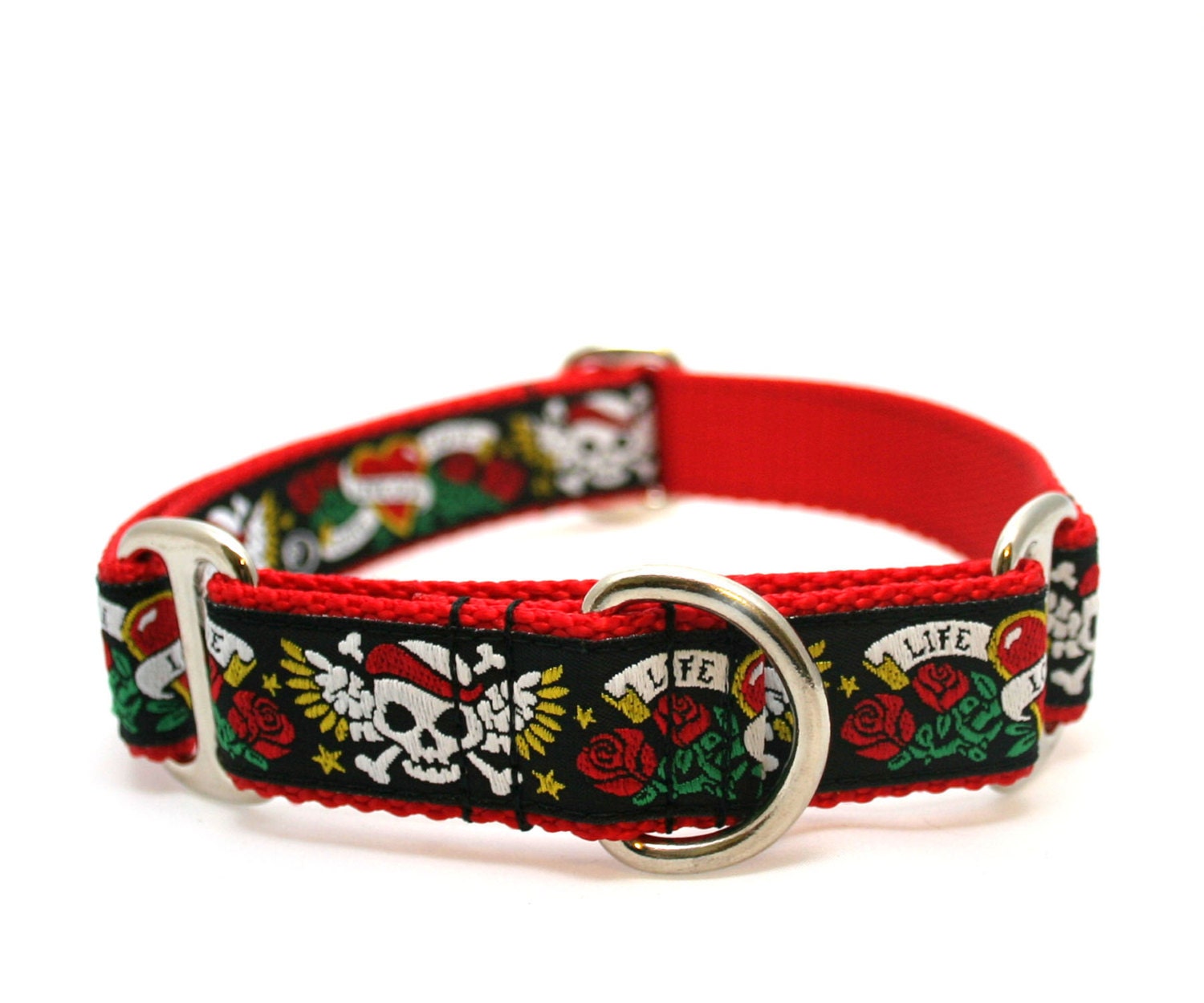 1" dog collar Tattoo Love martingale or buckle collar