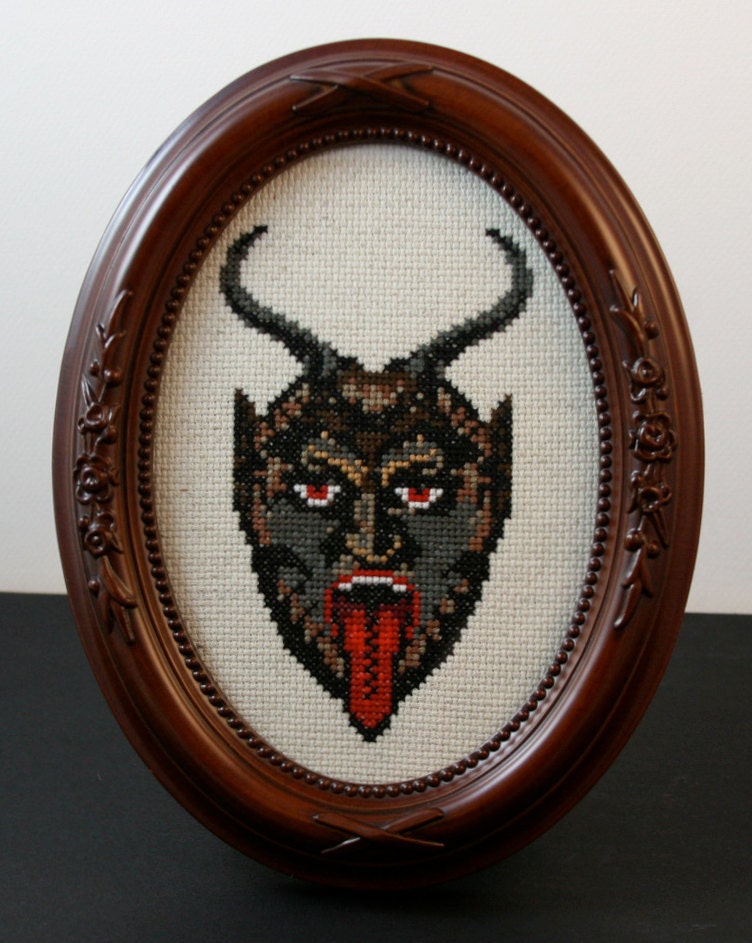 Krampus - Framed Cross Stitch