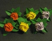 Set of 6 origami Kawasaki rose food pick cake topper