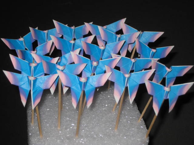 12 Origami Butterfly cupcake topper party food pick cocktail pick