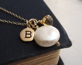 November birthstone necklace, personalized necklace, custom birthstone, gold initial, citrine, monogram jewelry