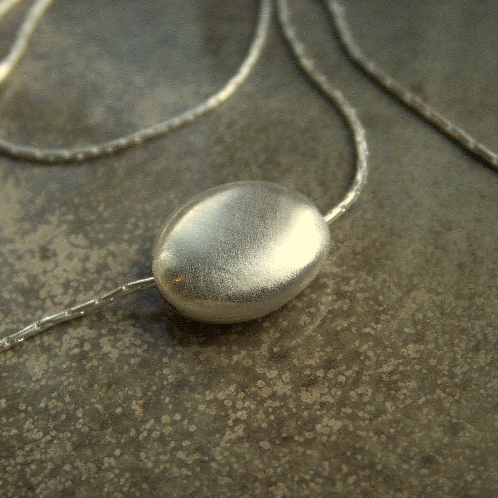 Pebble - Modern Sterling Silver hollow bead Necklace