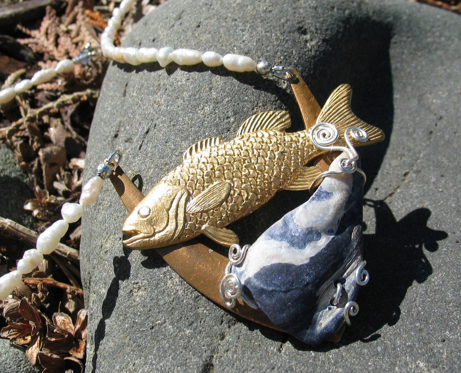Mixed Media Ocean Inspired Statement Necklace - Vanishing Beauty