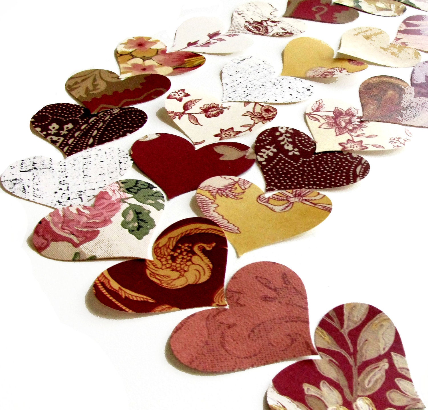 Vintage Red Heart Wall Paper Punches Packet of 100