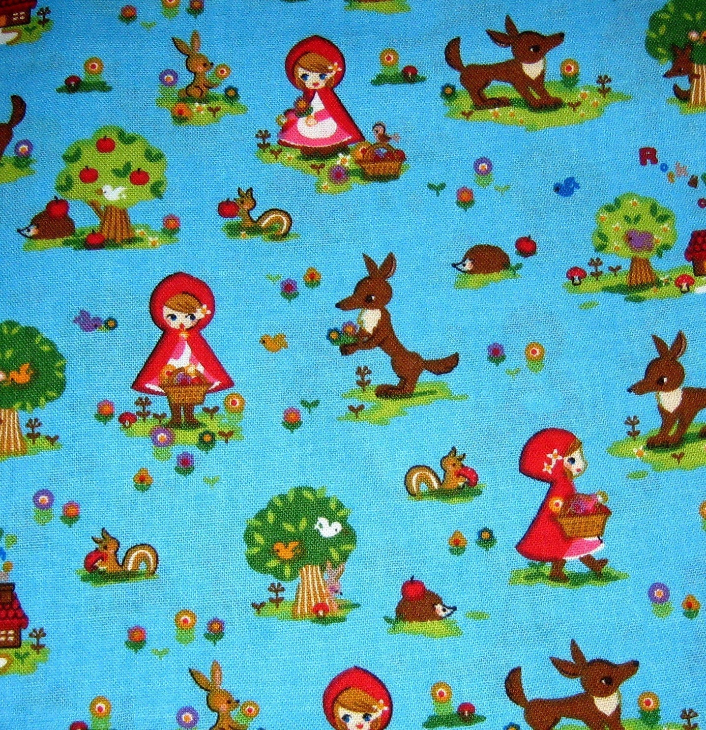 BLUE LITTLE RED RIDING HOOD JAPANESE COTTON FABRIC