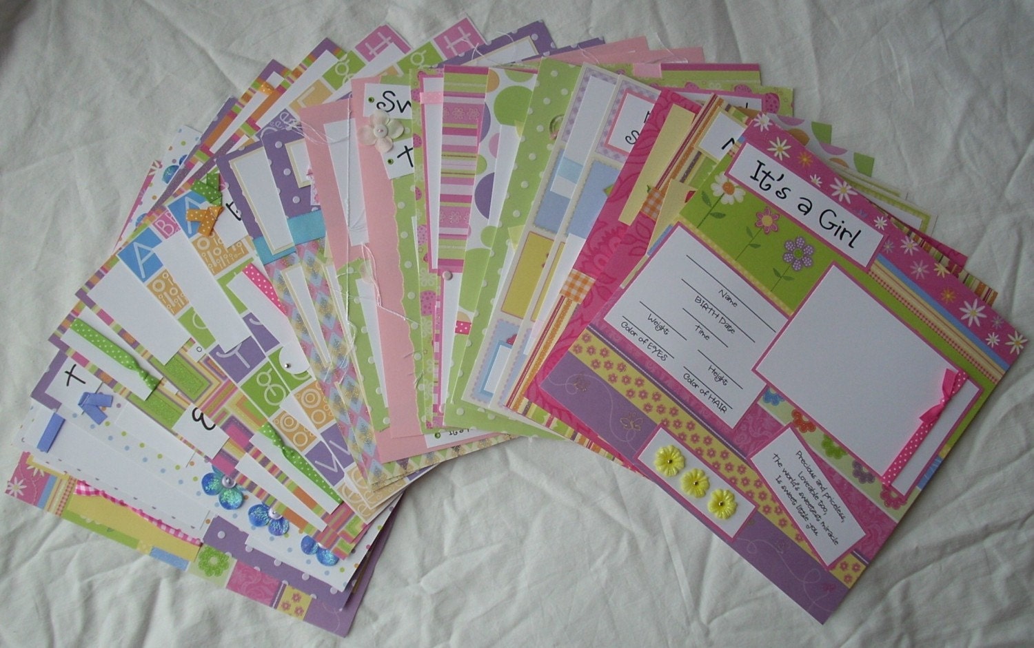 BaBy GiRL SET OF 20 premade 12x12 Scrapbook Pages CoMpLeTe FIRST Year