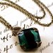Emerald jewel necklace brass mayfair vintage style green
