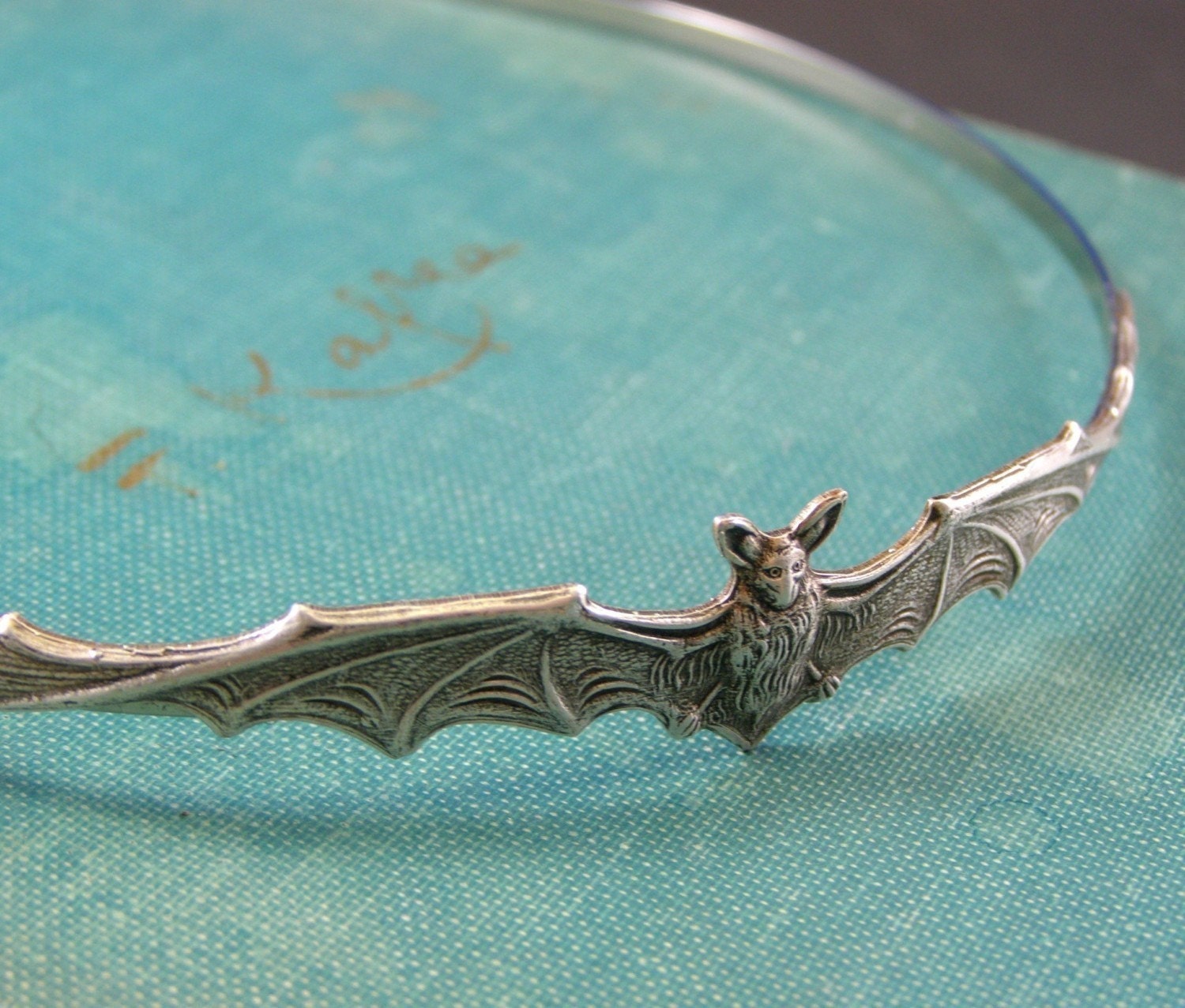Bat headband vampire silver halloween victorian gothic
