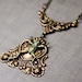 Frog necklace Victorian verdigris filigree brass antique style