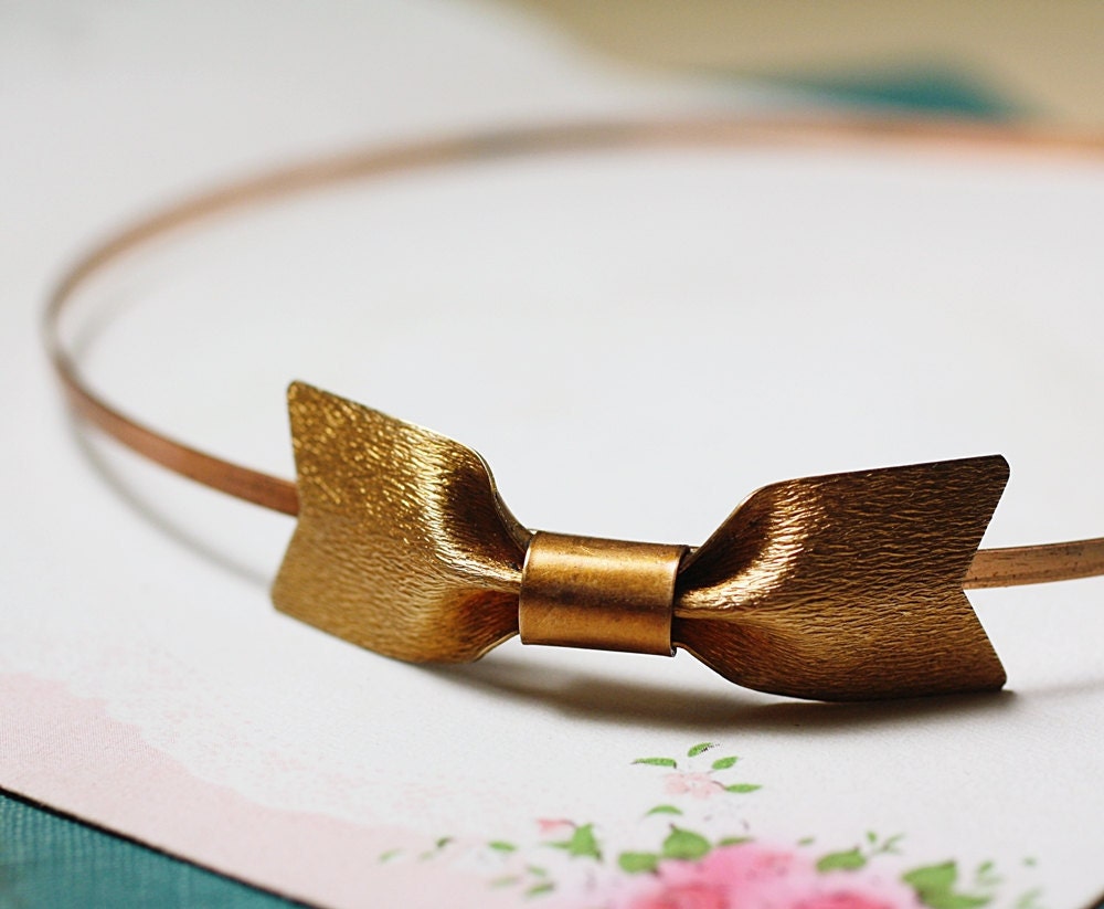 Bow headband vintage retro copper 50's style art deco