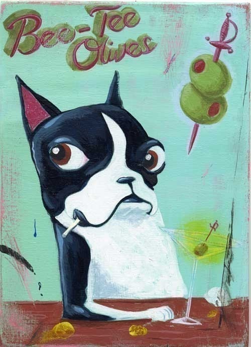 Boston terrier brand olives print