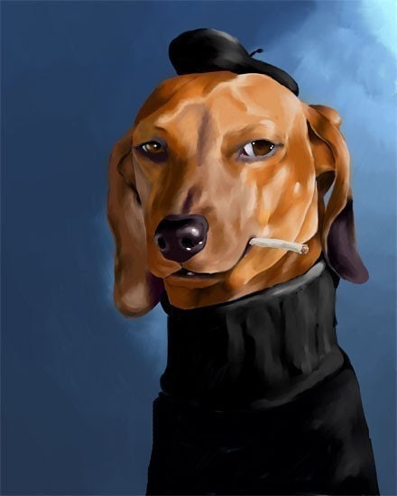 Dachshund Cool Cat Art Print