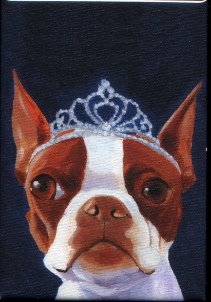 Boston Terrier Tiera hat cute dog art magnet