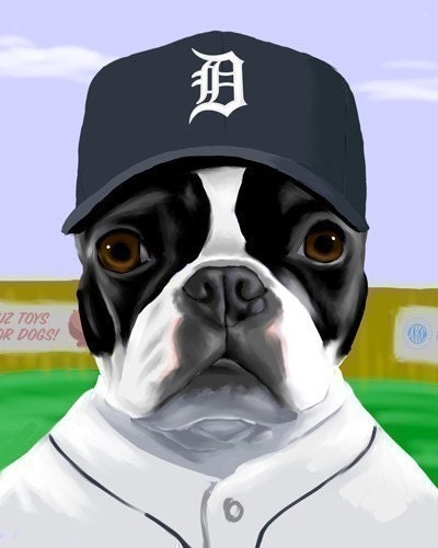Boston Terrier Baseball Print - Pick your team