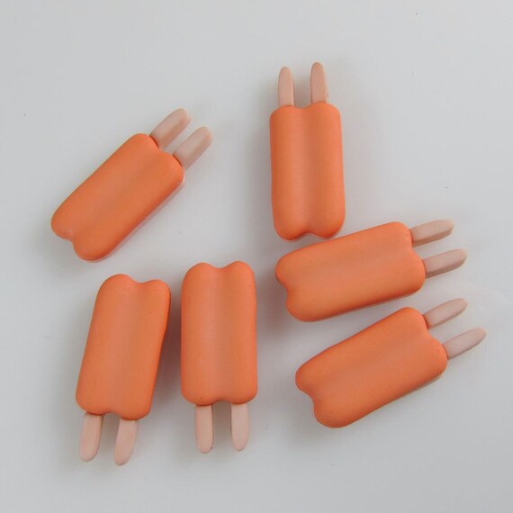Orange Popsicle Twin Pop Novelty Flatback by forbeadintreasures
