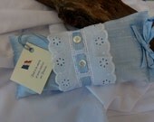 Blue Silk Slub Silk Lavender Sachet - Pillow Handmade from Vintage Fabric and Buttons