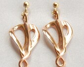 9ct 9k Rose Gold Designer Ribbon Heart Earrings (Commission)