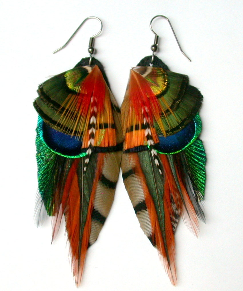Earthy Feather Earrings- All Natural Colors