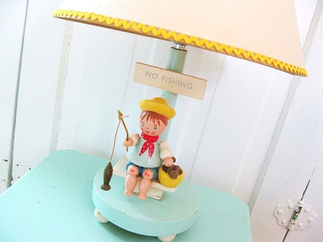 Gone Fishin... Vintage Irmi Baby Nursery Lamp Light