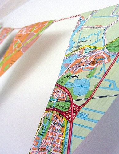 City Map Party Flags - DIY Vintage Paper Recycled Kit
