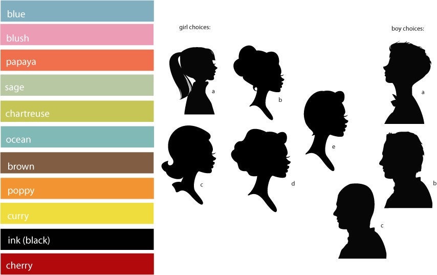 Personalized Couple Silhouette Print with date on reserve
