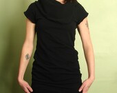 short sleeve cowl tunic top in BLACK