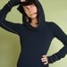hooded tunic dress with extra long sleeves NAVY BLUE
