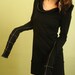 hooded tunic dress/extra long sleeves BLACK