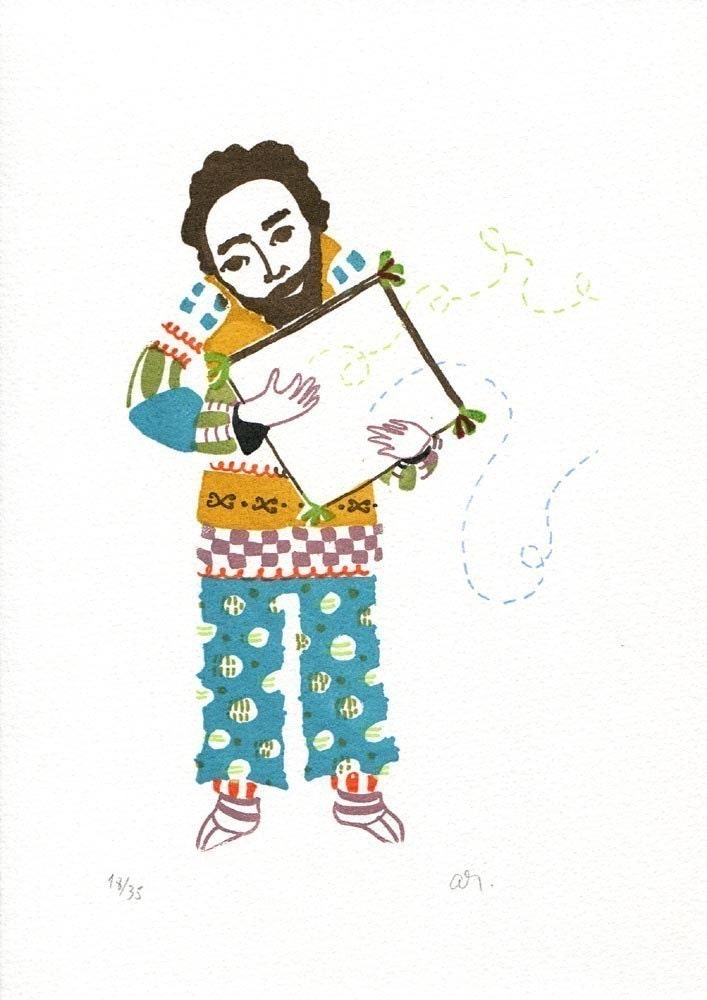 soundless symphony 2.0 - the square drum player - - - gocco - - - serigraph