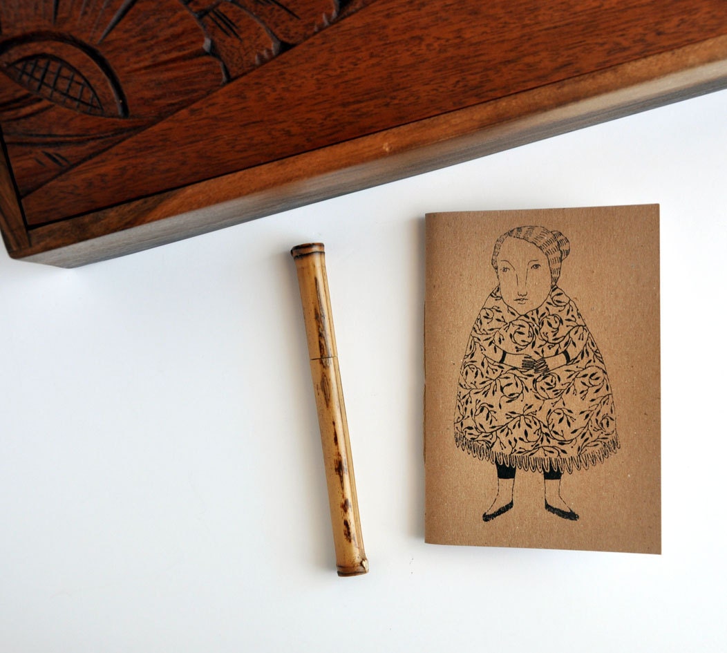 Madame Potato jornalito - stitched bound kraft cover handmade journal