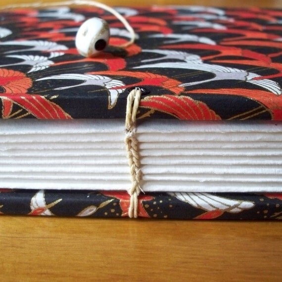 Handmade Artist Notebook - Dancing Cranes