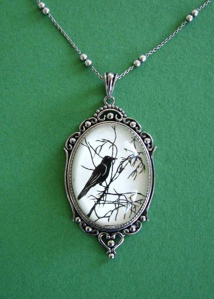 For The Love Of Crows Necklace, pendant on chain