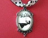 SALE 20% OFF // Coupon code: MEMORIALDAYSALE - Girl on a Swing Choker Necklace, pendant on ribbon