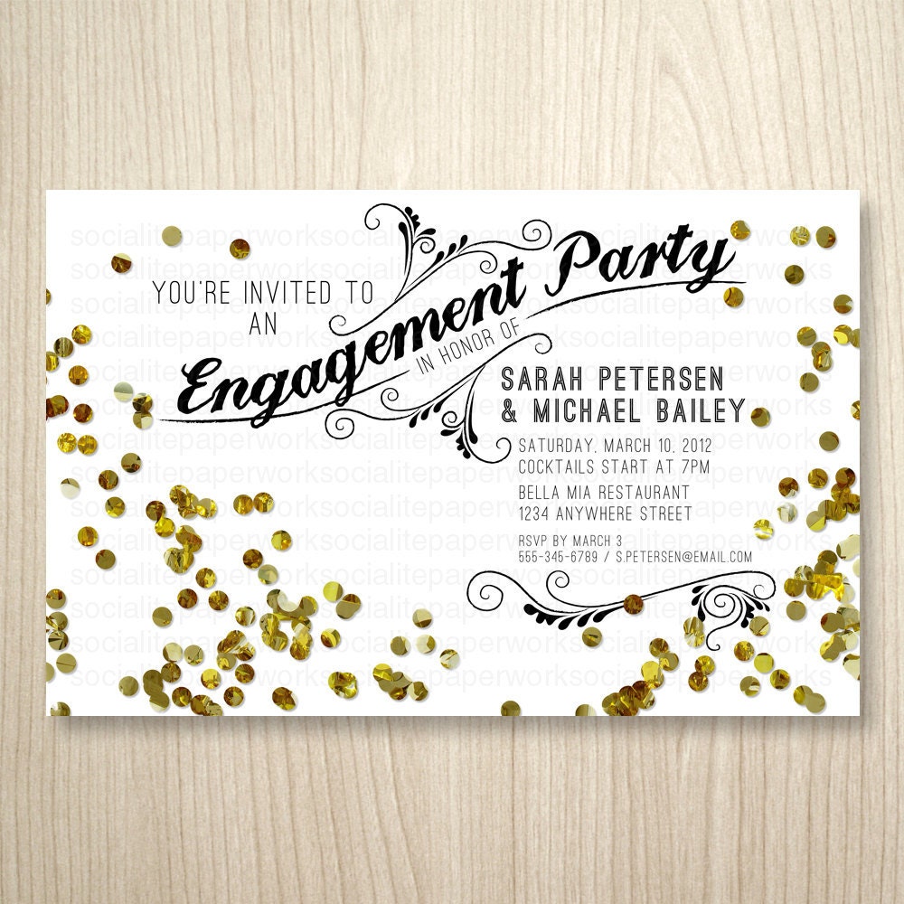 Confetti Party Printable Invitation - Engagement, Bachelorette Party