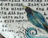 Blackbird Wall Plate with Beatles Lyrics - custom made to order