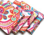 FREE OFFER Child Reusable Cloth Napkins / Wipes - Set of 4- Butterfly Paisley White