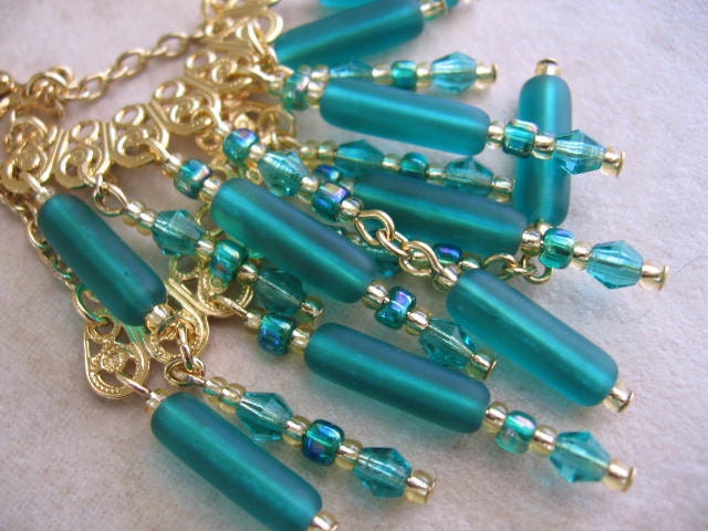 Filigree Chandelier Earrings - Emerald Color