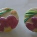 Round Acrylic Purple Flower Clip Earrings