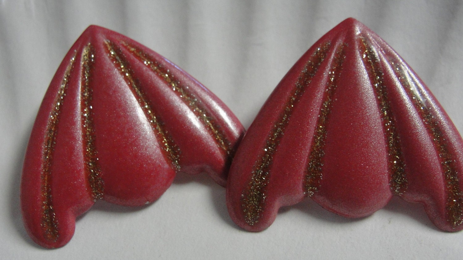 Pink Goldtone Glitter Scallop Pierced Earrings