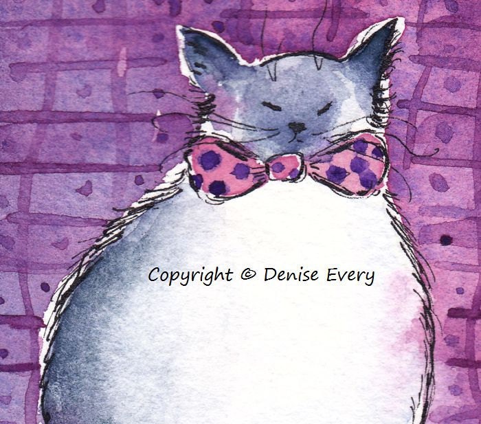 Himalayan Birman Ragdoll Bluepoint Longhair Kitty Polka Dot Plaid Pink Purple Abstract Cat Art ACEO Original Painting