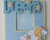 DREAM Baby Photo Picture Frame with Stars and Moon Paper Piecings Nursery Room Decor Shower Gift