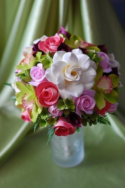 Cymbidium, Gardenia, Calla Lily, Tulip and Rose Bridal Bouquet Made to Order