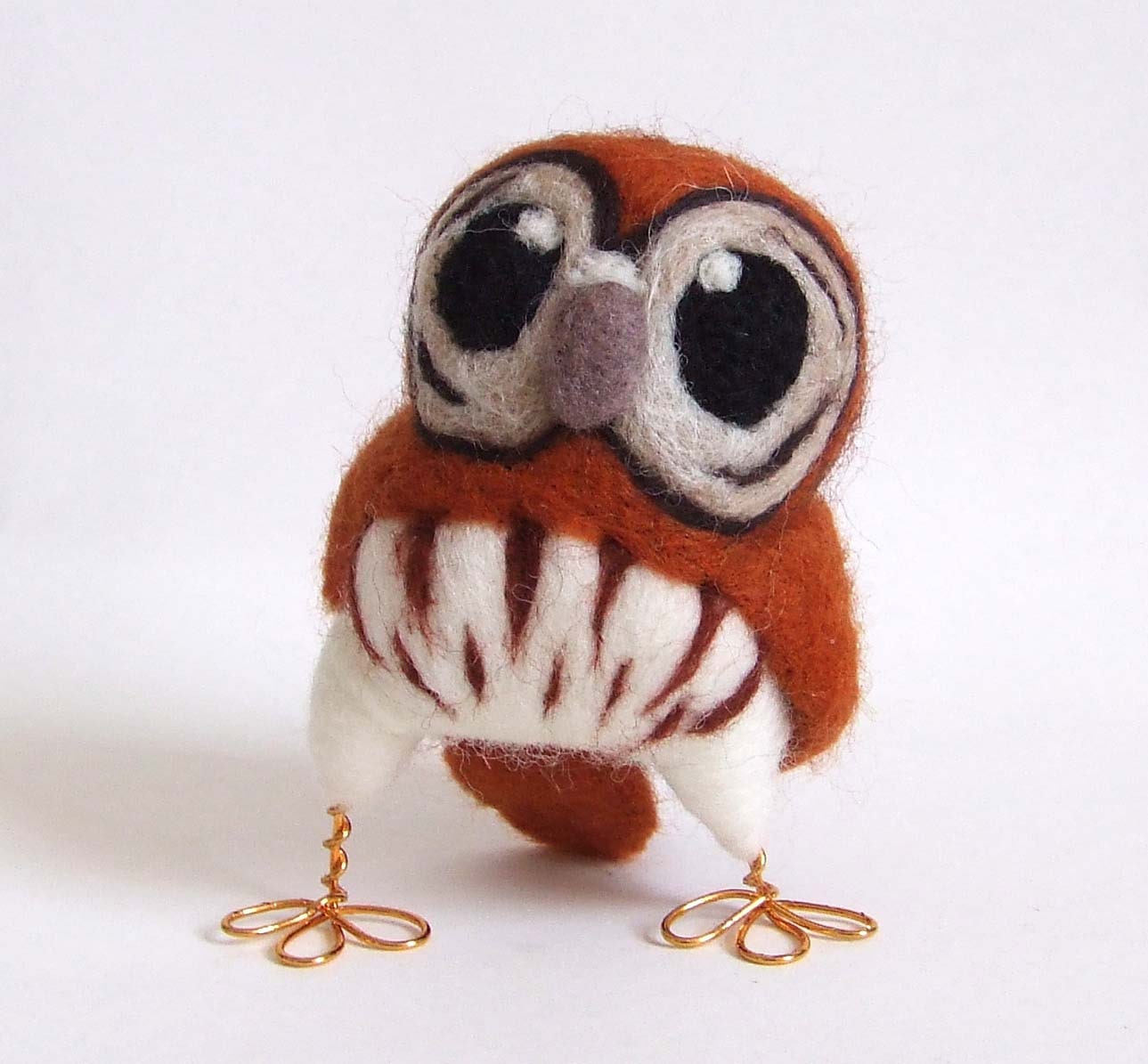 Needlefelted Owl Little Tawny Owl in Ginger Spice Brown - feltmeupdesigns
