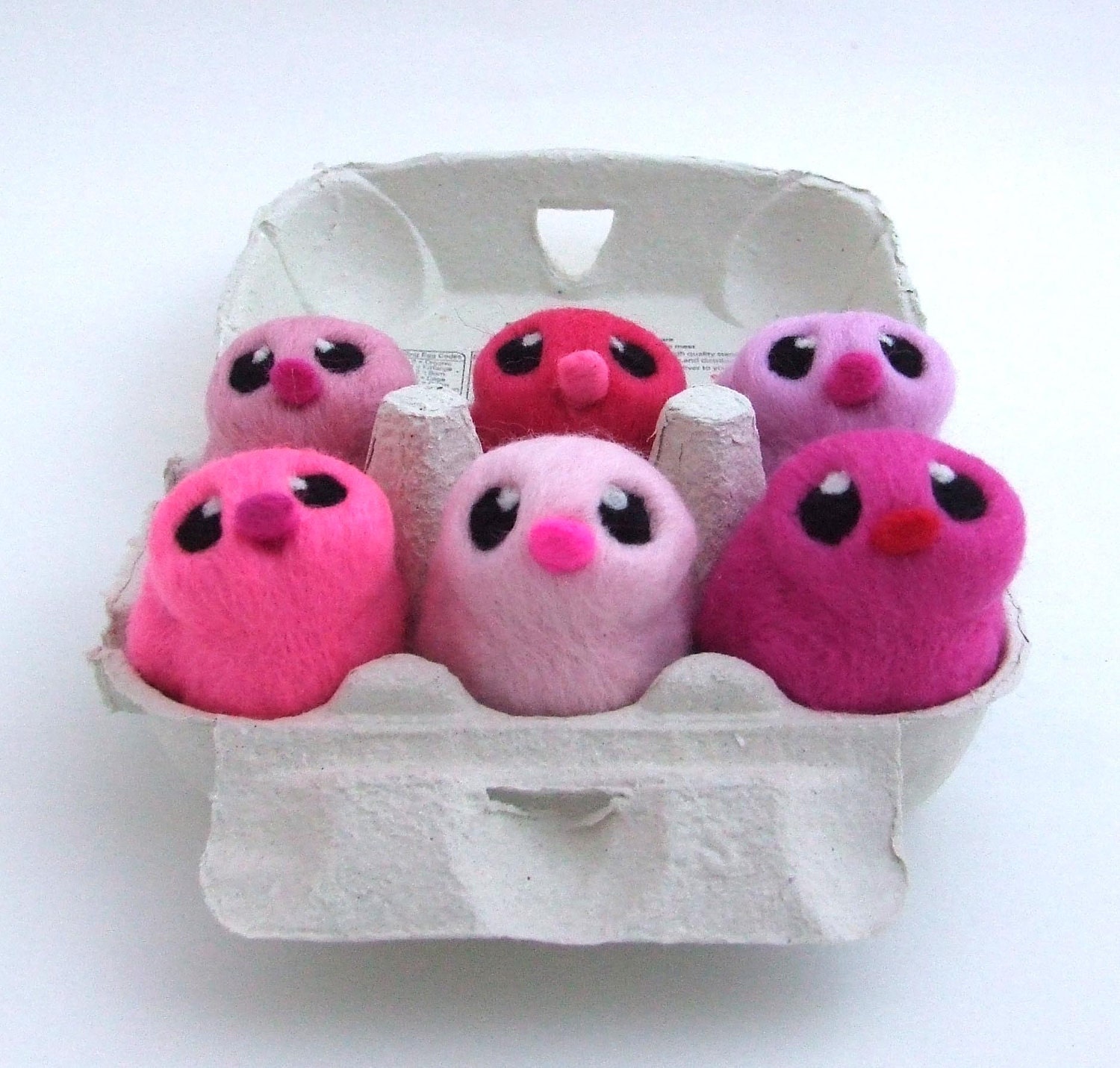 Sale Needle Felted Chick Hot Pink Bird with Bright Red Beak 1 supplied