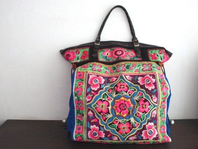 SALE final price - Oversized tote - Ethnic / Hip / Tribal / Hmong / Miao / Bohemian Tote - 586