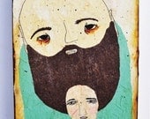 Beard Hair-mixed media print on wood