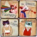 Cat Crazy- set of 4 wood panels