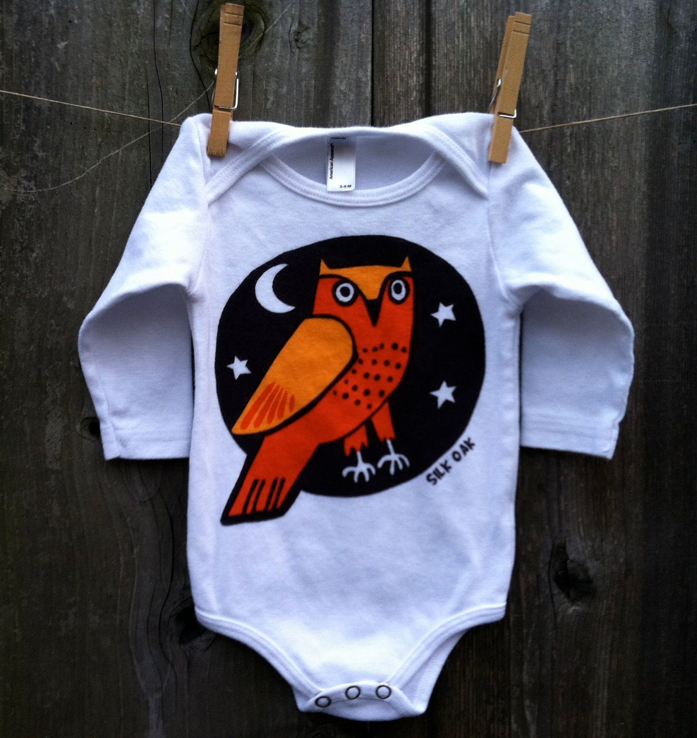 Orange Owl, Long Sleeve, Infant One Piece