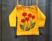 Dandelion Golden- Orange Hand Silkscreened Infant Long Sleeve Tee